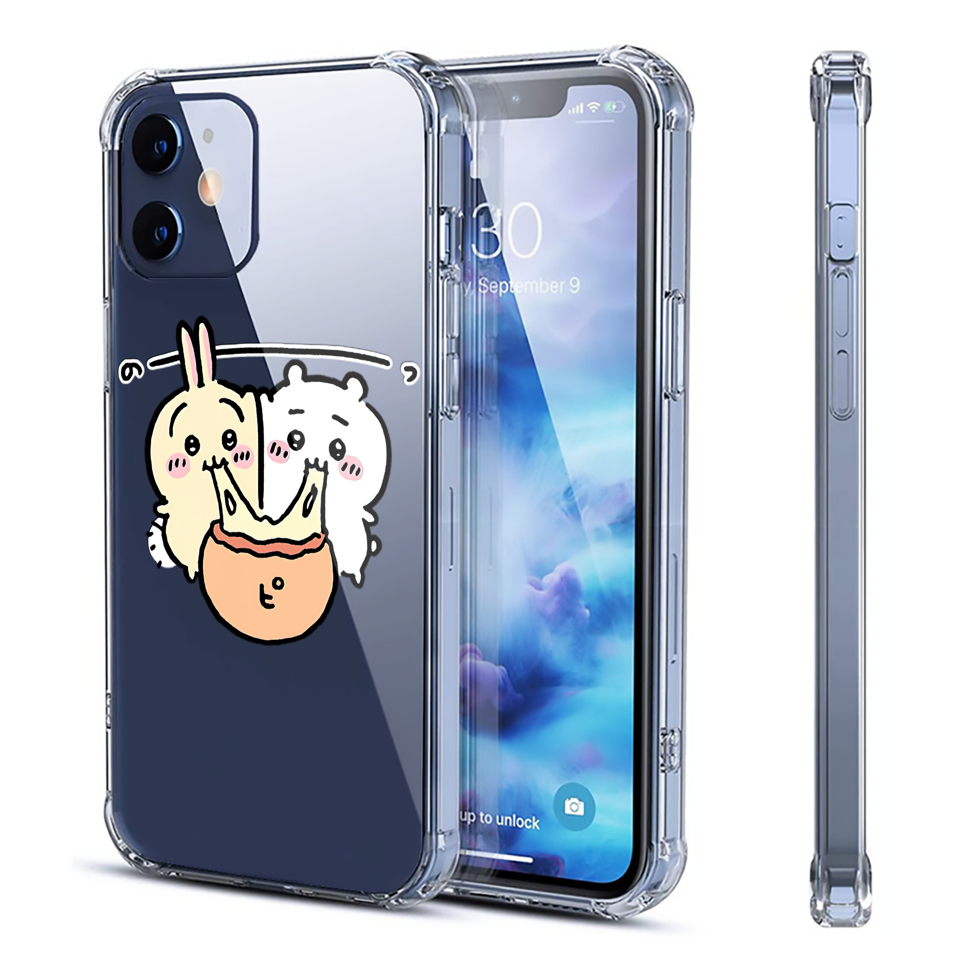 （画像用） ちいかわ うさぎ Chii-kawa usagi 【iPhone 12シリーズ対応】透明スマホケース（クリアソフトケース）